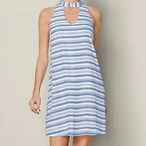 Venus white and blue striped flowy mini dress 4